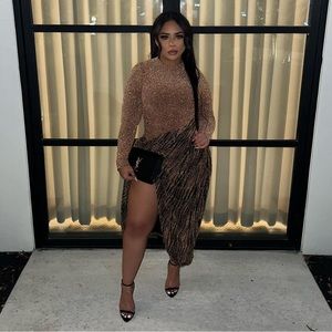 Gold/Black Untamed Slit Dress